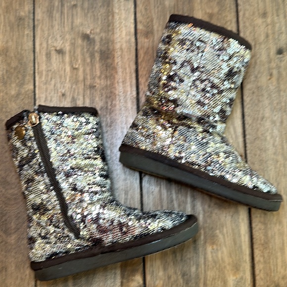 Stuart Weitzman Girls Lil Vera 3 Cheetah Sparkle Sequin Zip Boot / Sz 8 Toddler - Picture 7 of 14